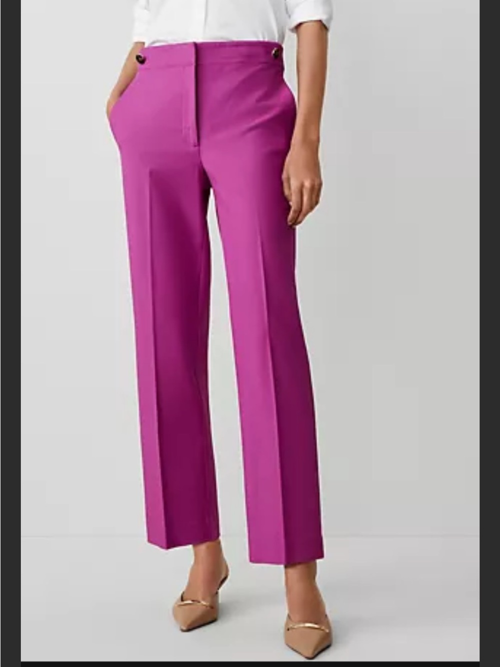 Ann Taylor Button Pencil Pant in Twill